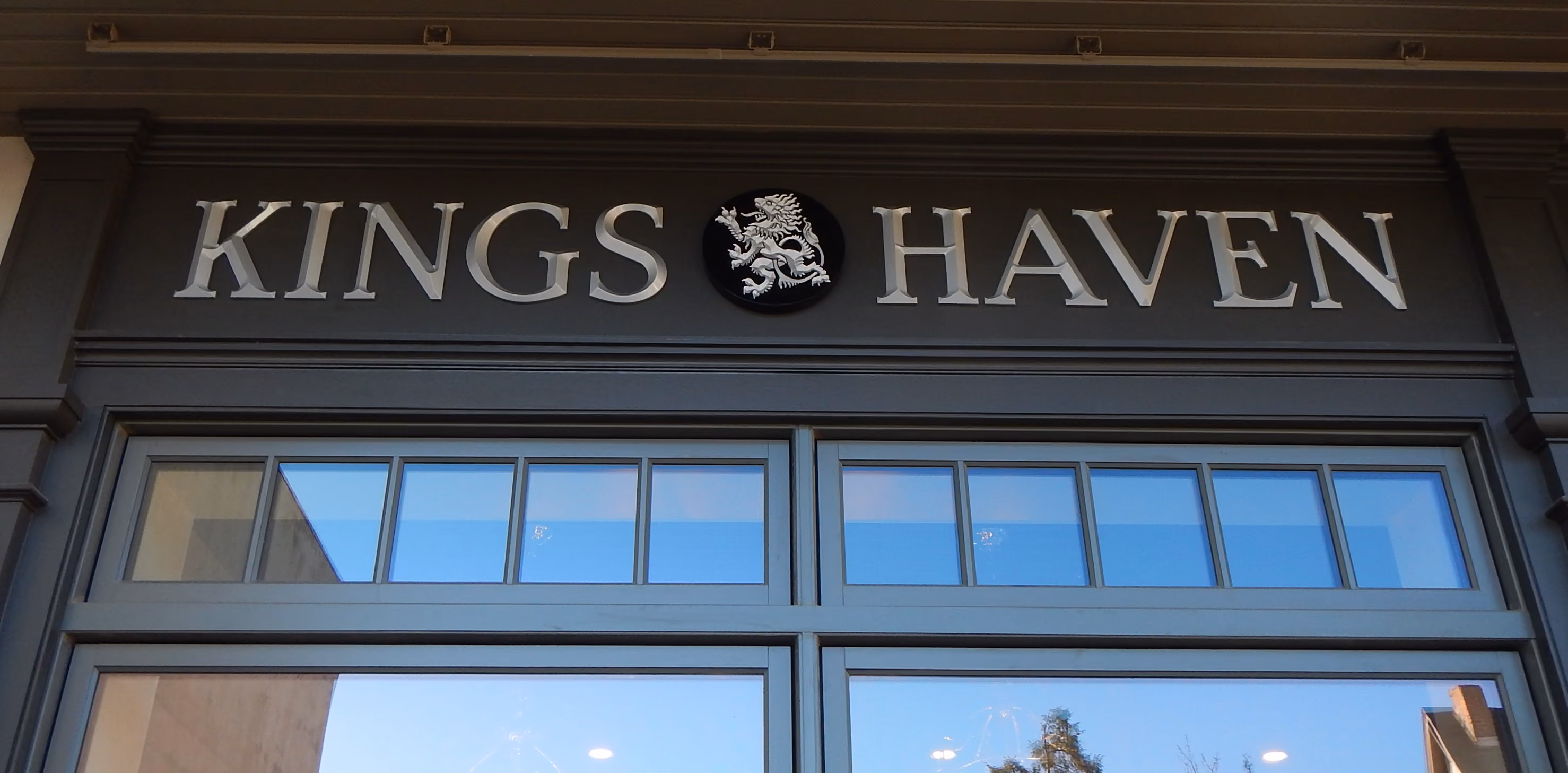 Beveled acrylic dimensional letters painted silver