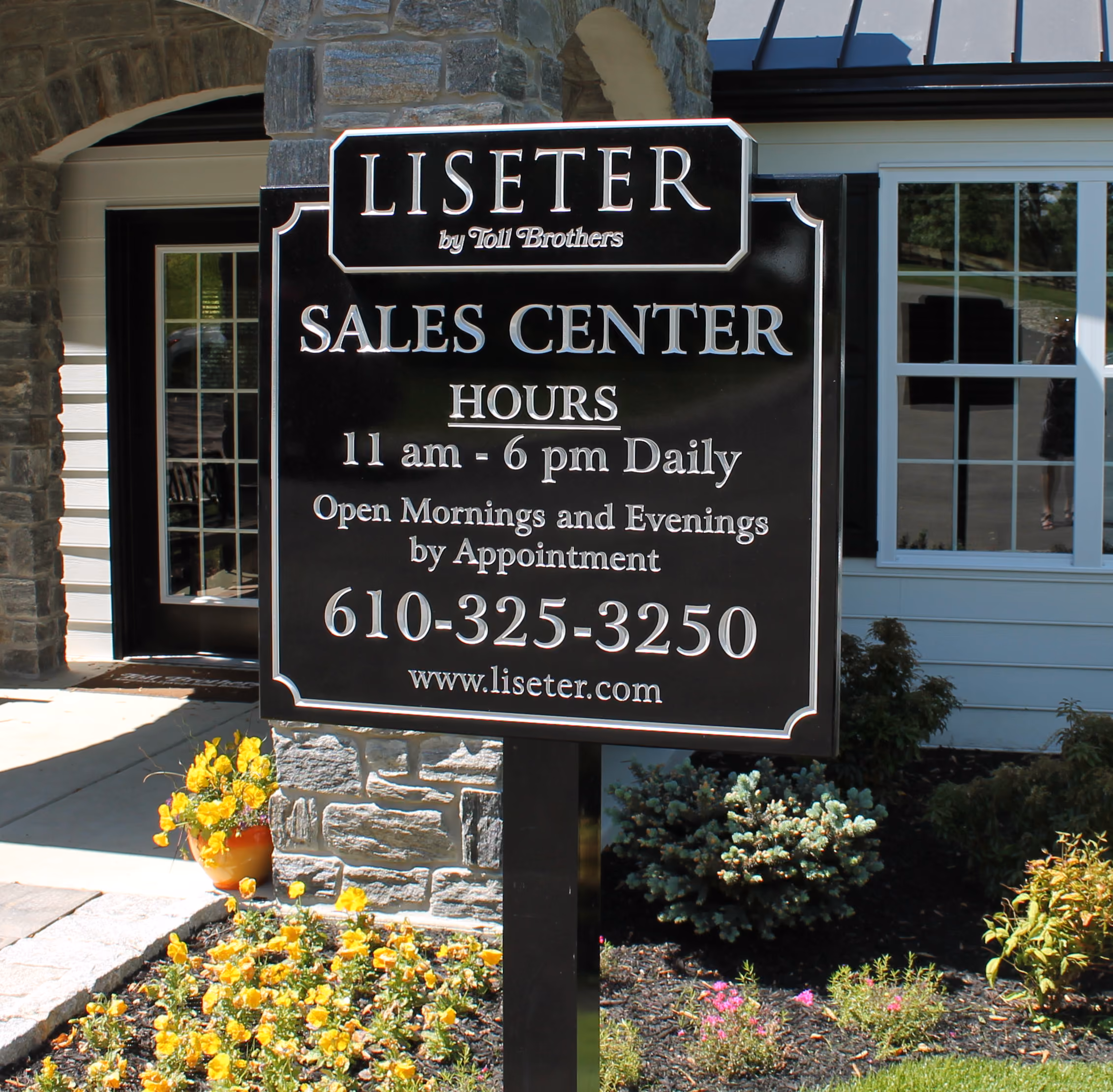Square carved HDU sign with silver lettering