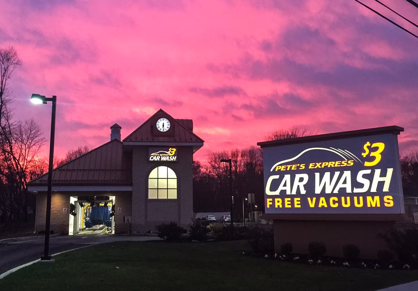 Car wash lightbox on a concrete footer