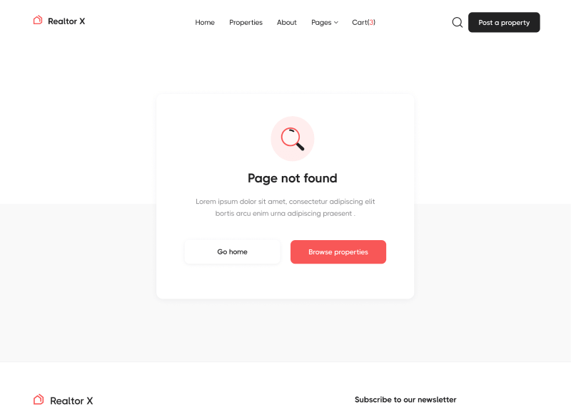 404 Not Found - Realtor X Webflow Template