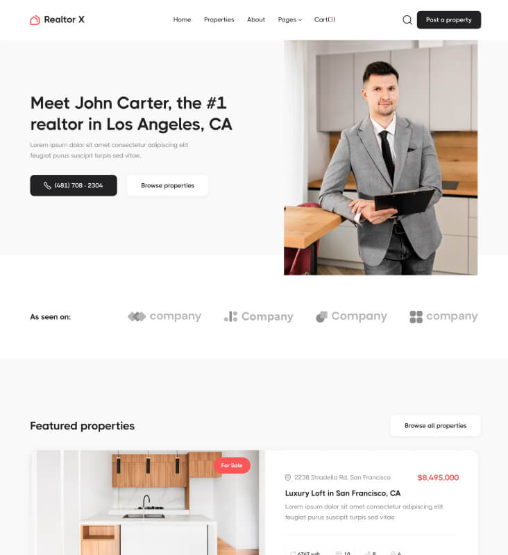 Home v3 Page - Realtor X Webflow Template