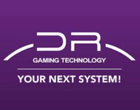 DR Gaming Technology logo with the tagline Your Next System! on a purple background.