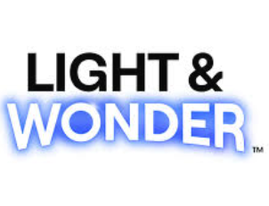 Light & Wonder company logo with 'LIGHT &' in black and 'WONDER' in glowing blue text.