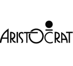 Aristocrat company logo in stylized black text with dotted 'i'.