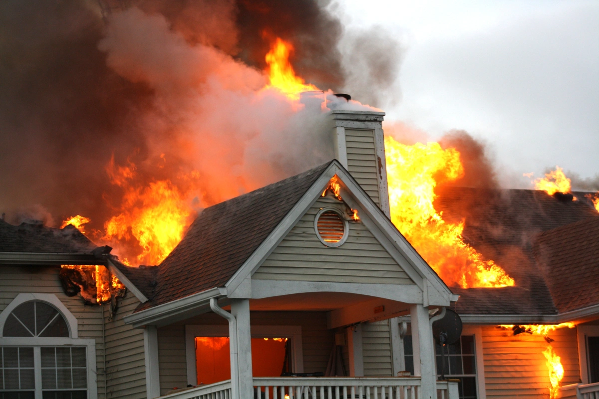 home burning down