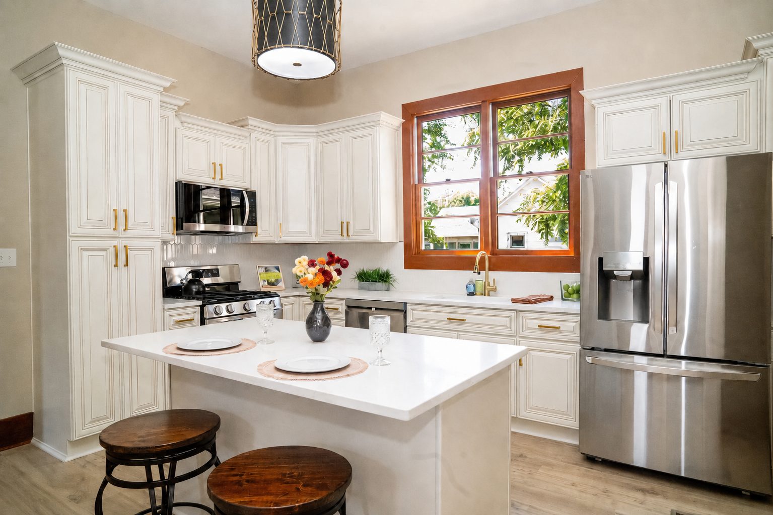 Modern remodeled kitchen and living space