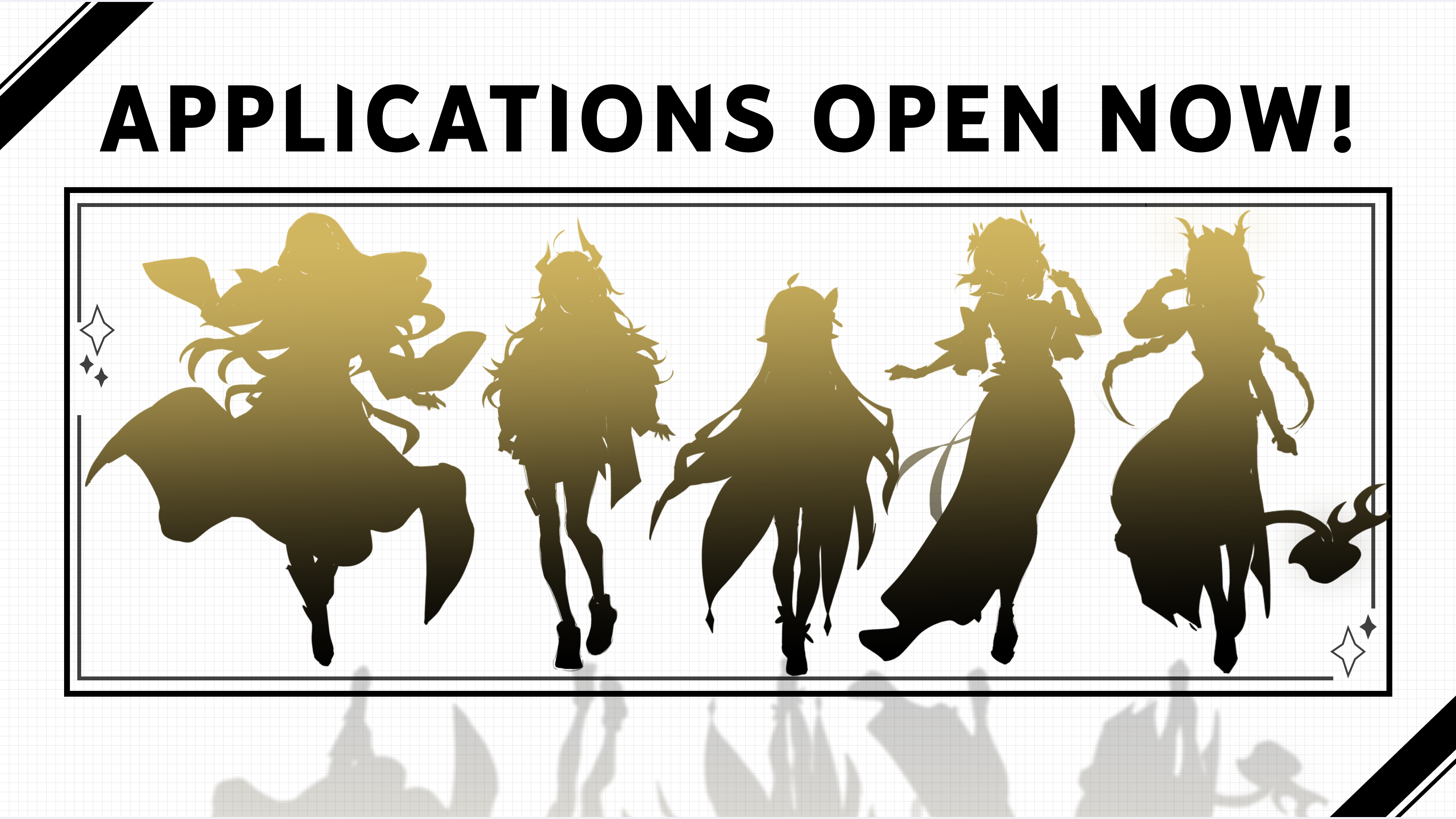 Shilouette of five upcoming talents with text 'comign soon' on top of it.