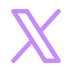 Stylized purple letter X logo on a white background.