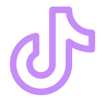 TikTok logo in a purple outline style.