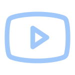 Light blue play button inside a rounded rectangle resembling a video player icon.