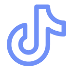 TikTok logo in light blue color.