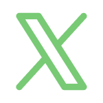 X social media platform logo in green.