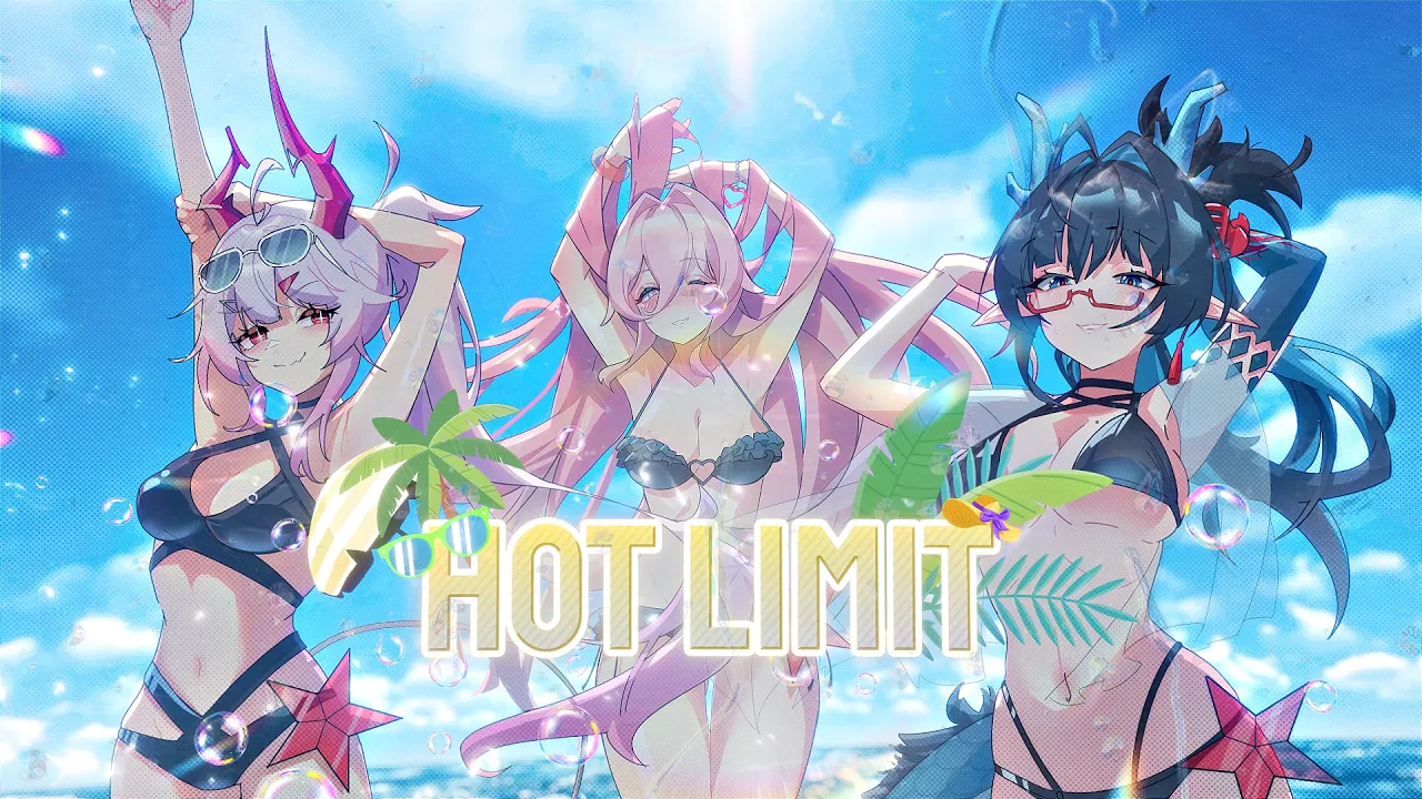 Anime-style character with gray hair, red glasses, sharp teeth, sticking out tongue, and neon Japanese text in glowing purple.