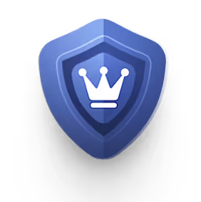 Blue shield icon with a white crown symbol in the center.
