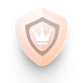 Shield-shaped icon with a crown symbol inside, representing premium or elite status.