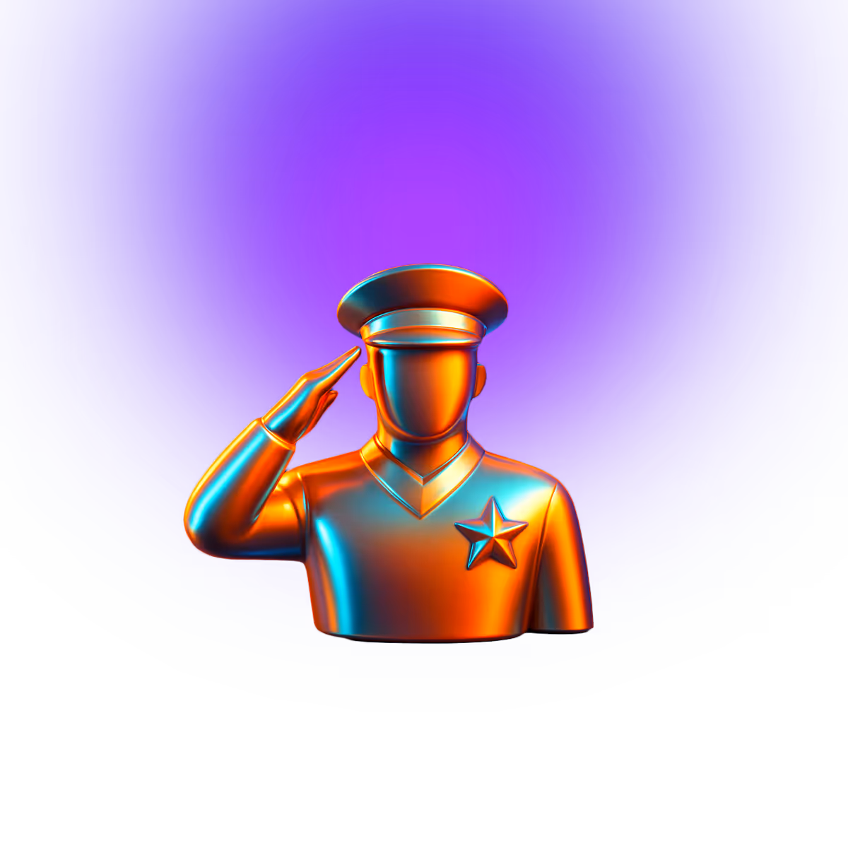 Gold Icon of a soldier giving a salute 