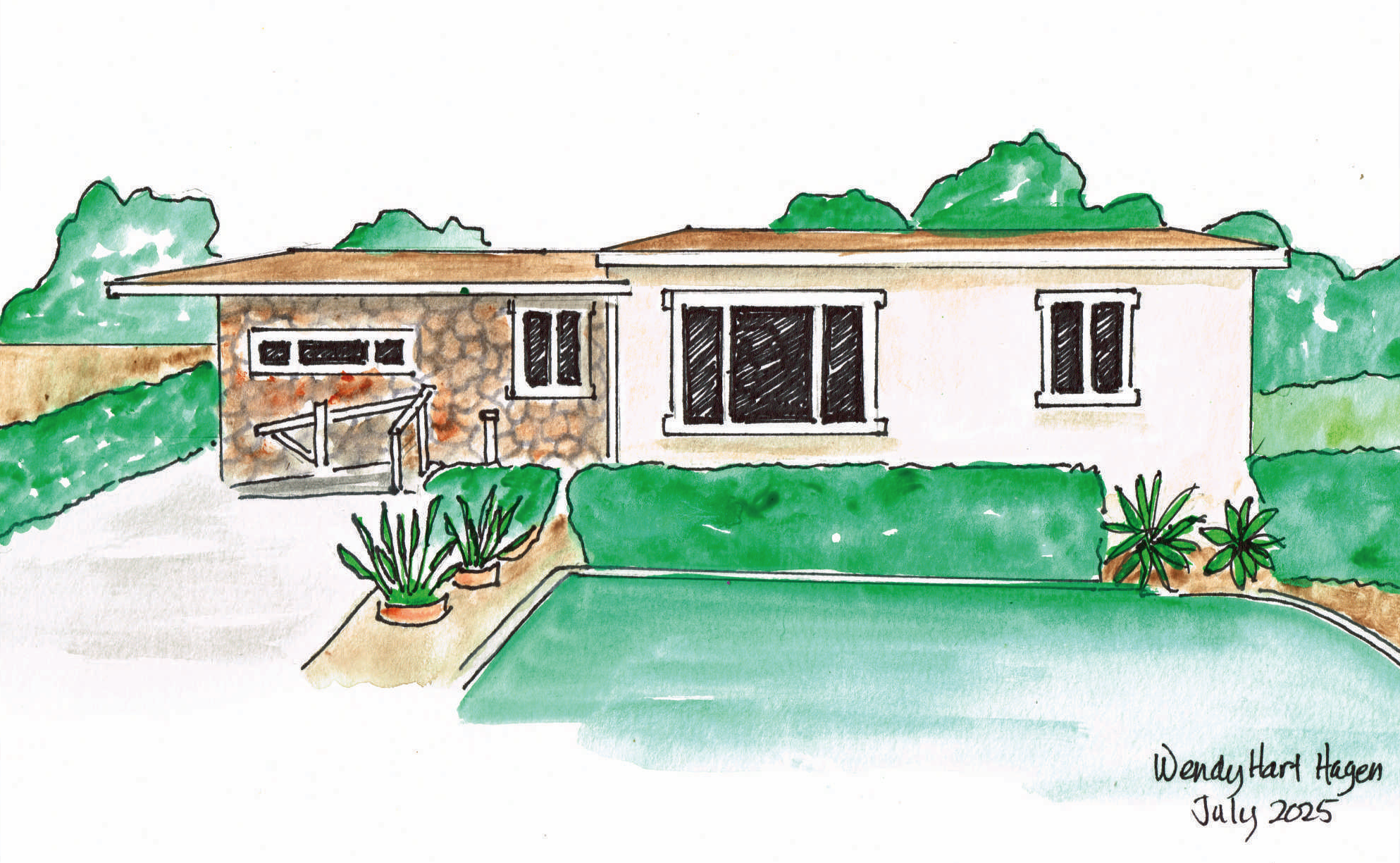watercolor painting of the house