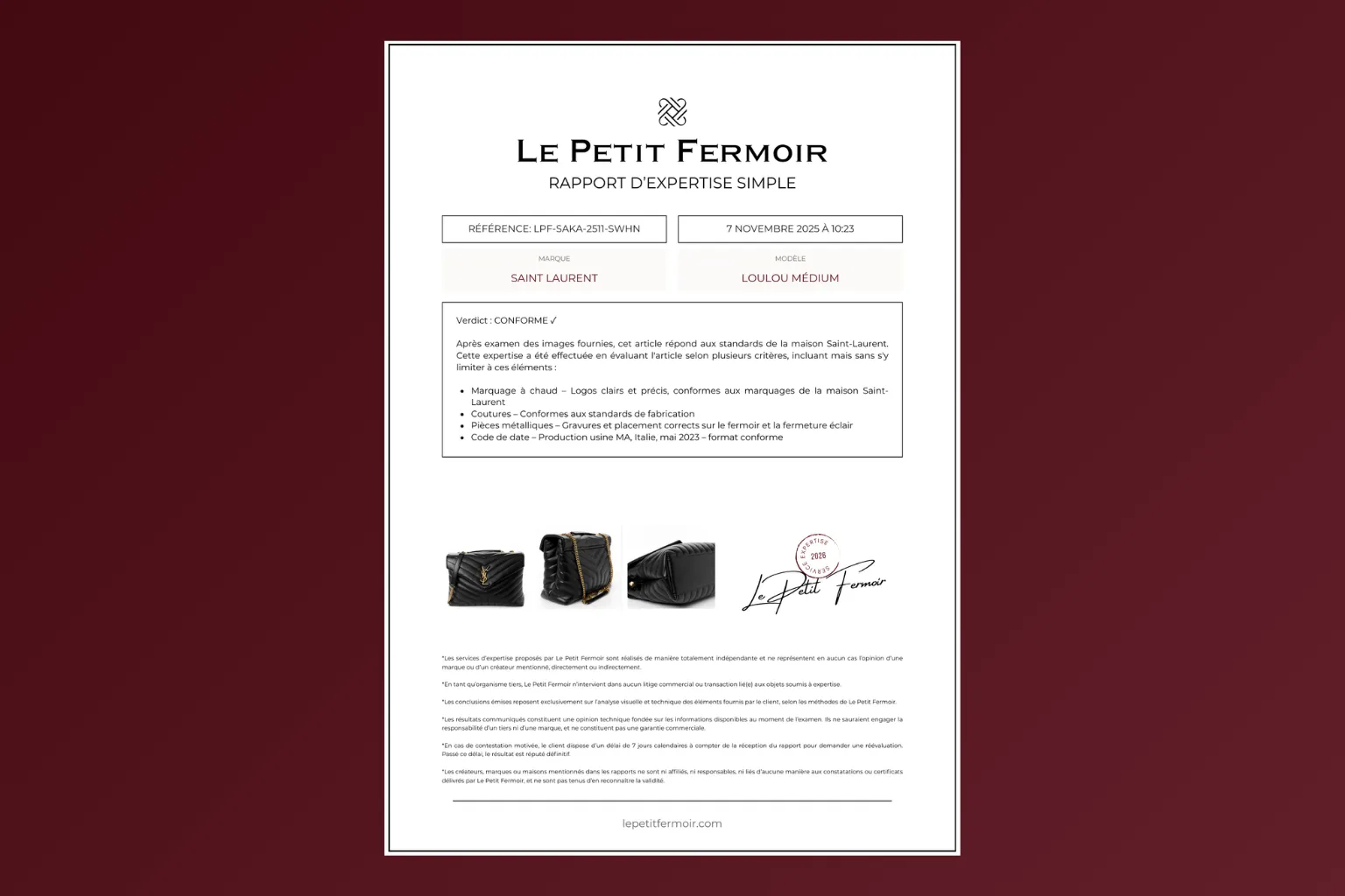 Rapport d'expertise Le Petit Fermoir - analyse détaillée des points de contrôle