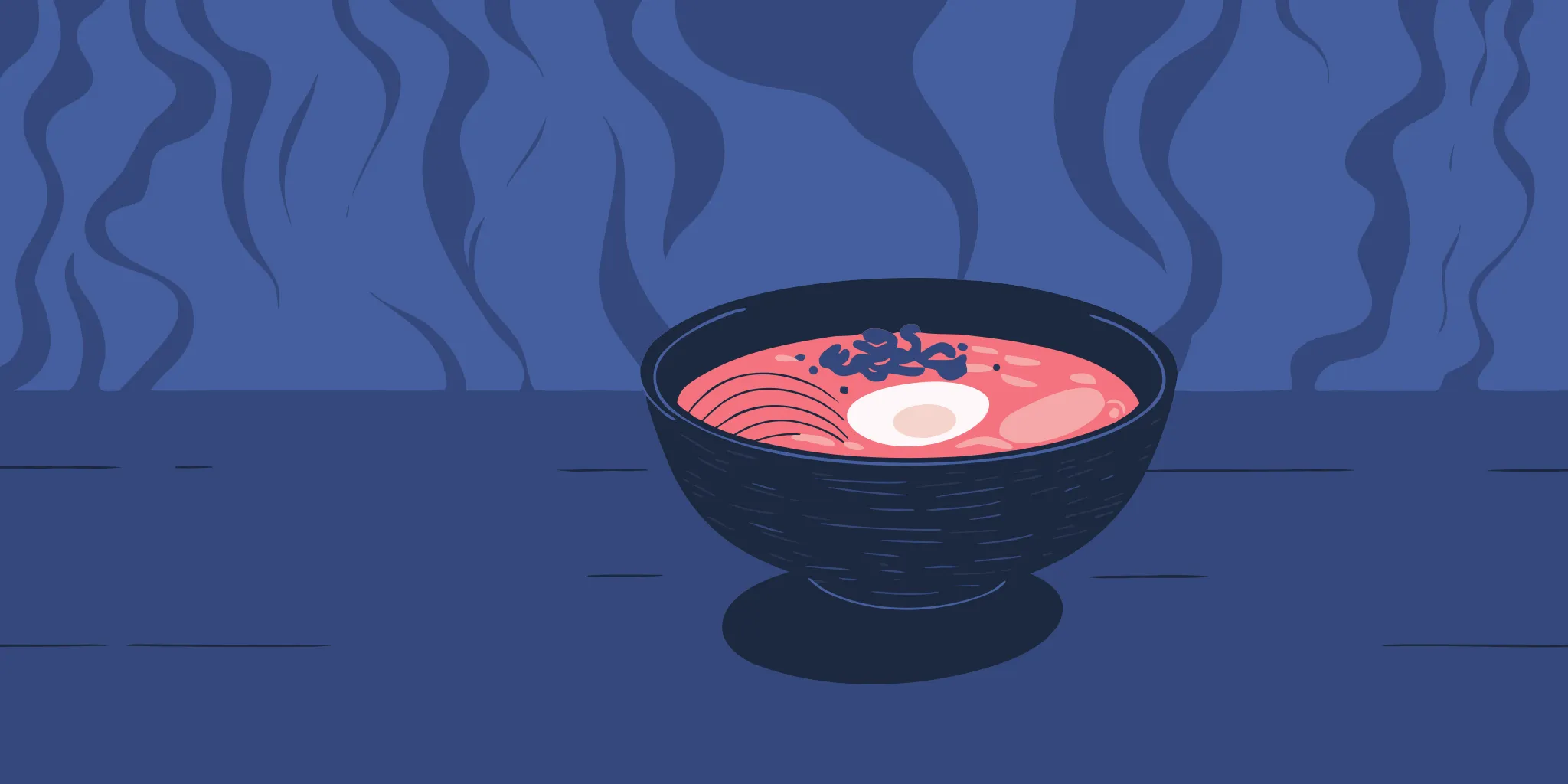 A bowl of spicy tonkotsu ramen with creamy broth, chashu pork, and a soft-boiled egg.