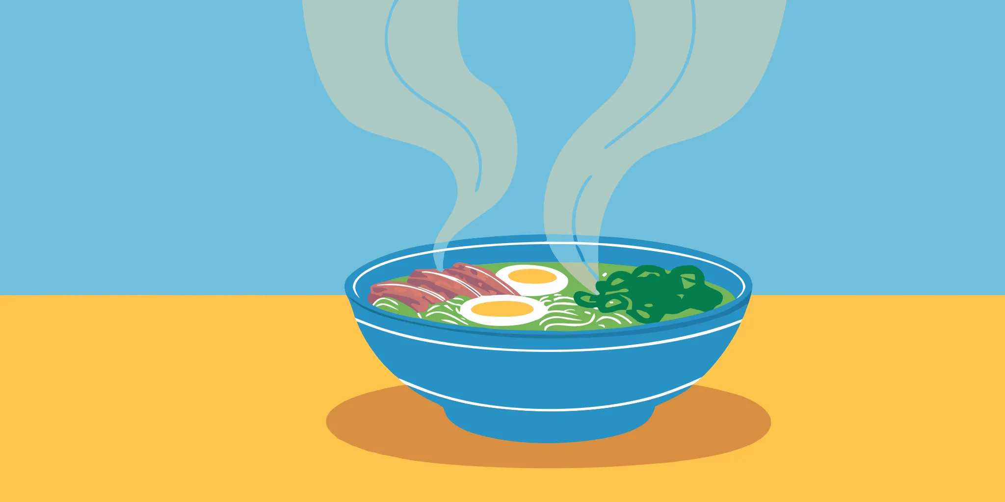 A bowl of ramen with egg and pork, an example of the nutritional value in a healthier bowl.