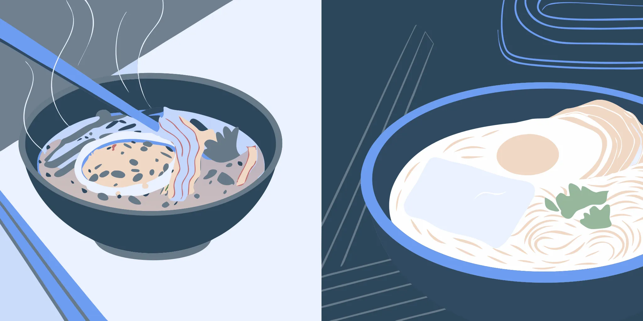 Fresh ramen vs. instant ramen and their different nutrition information.
