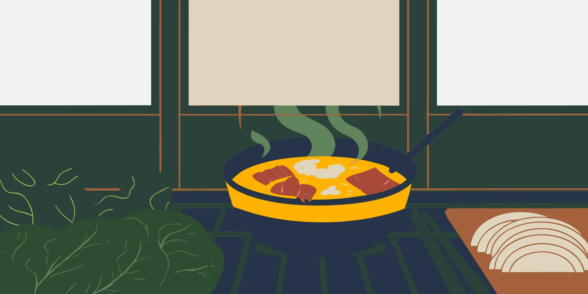 Rich, homemade pork ramen simmering in a pot on the stove.