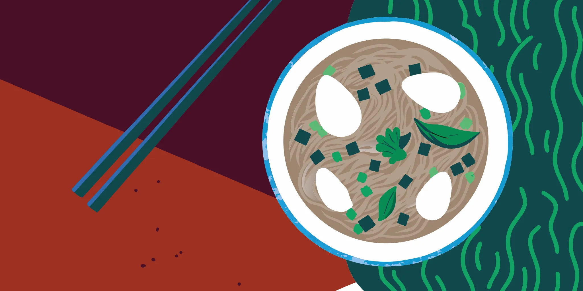 A bowl of homemade garlic ramen noodles with a soft egg, green onions, and herbs.