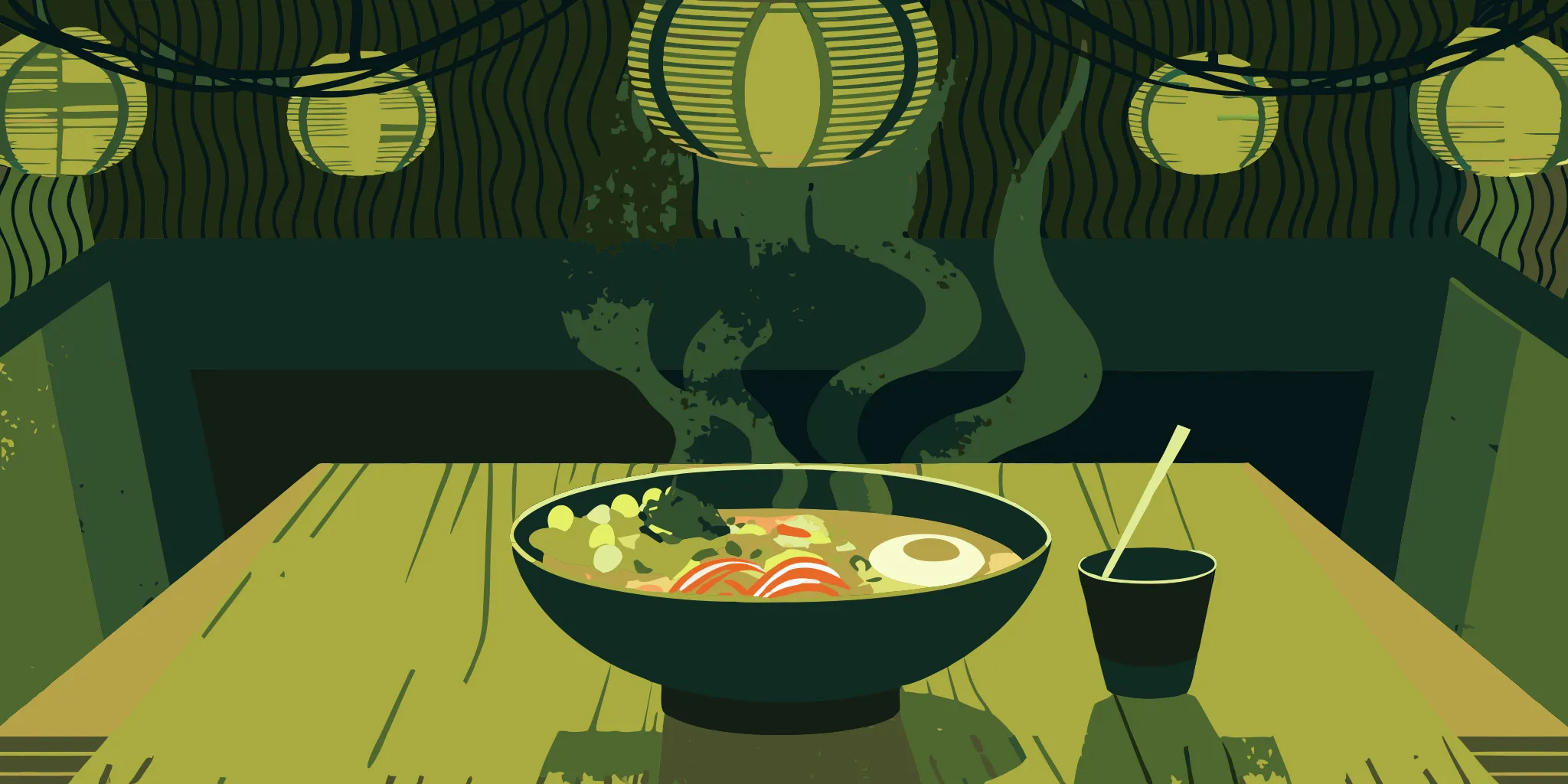 Steaming bowl of the best ramen with toppings at a Nashville restaurant.