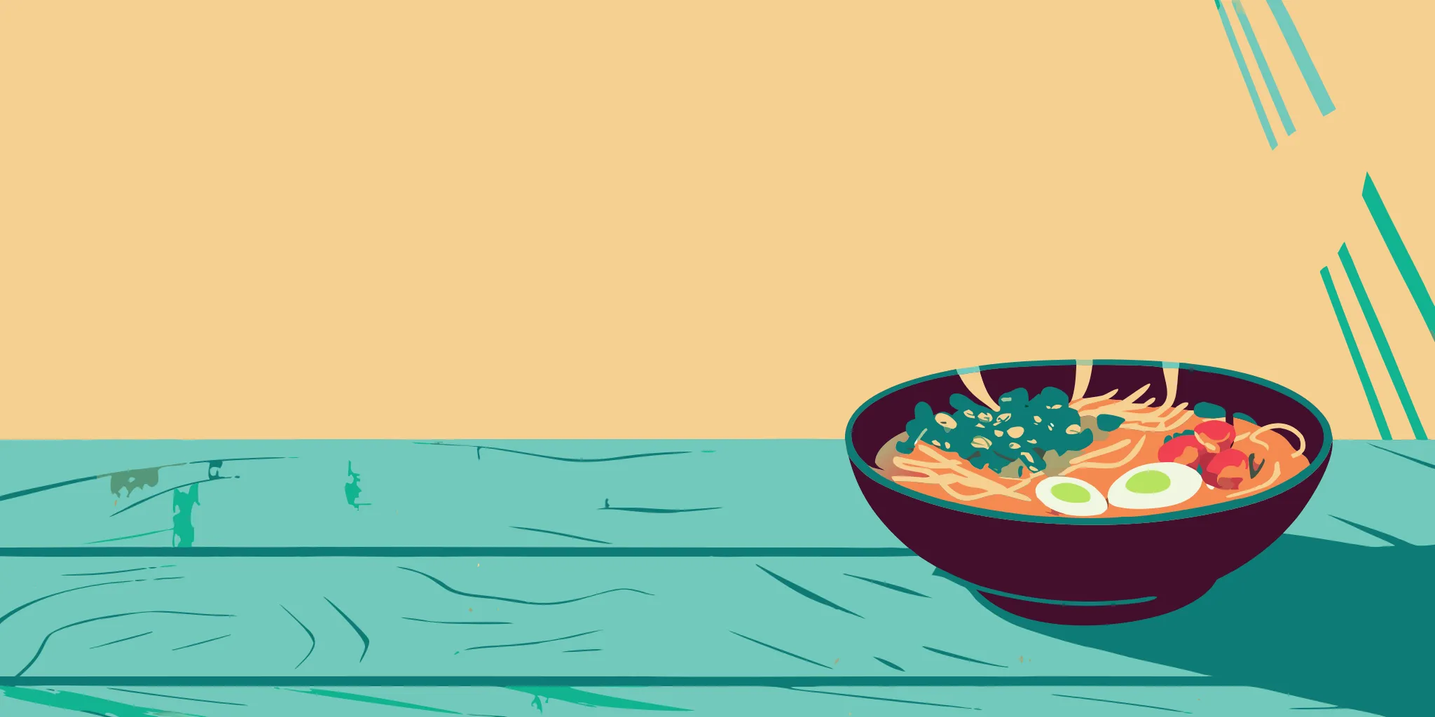 A bowl of ramen with noodles, the primary source of carbs in the dish.