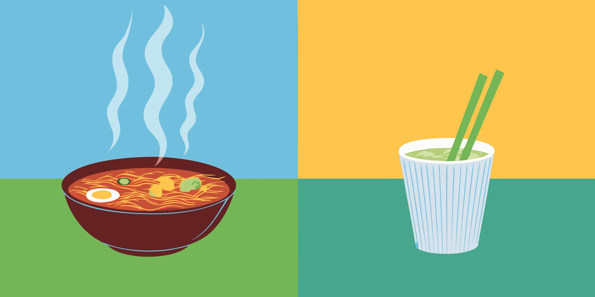 The nutritional value of restaurant ramen versus a cup of instant ramen.