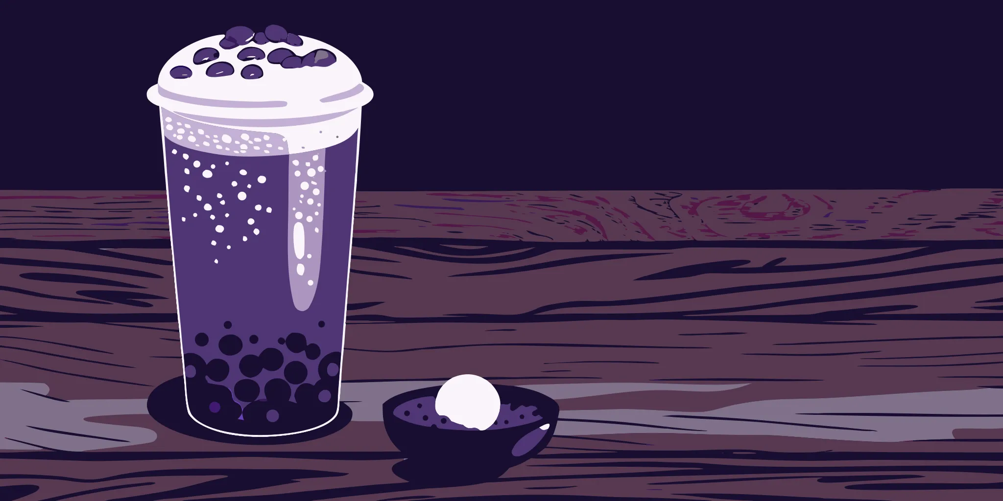 A cup of taro milk tea, a popular beverage with variable caffeine content.