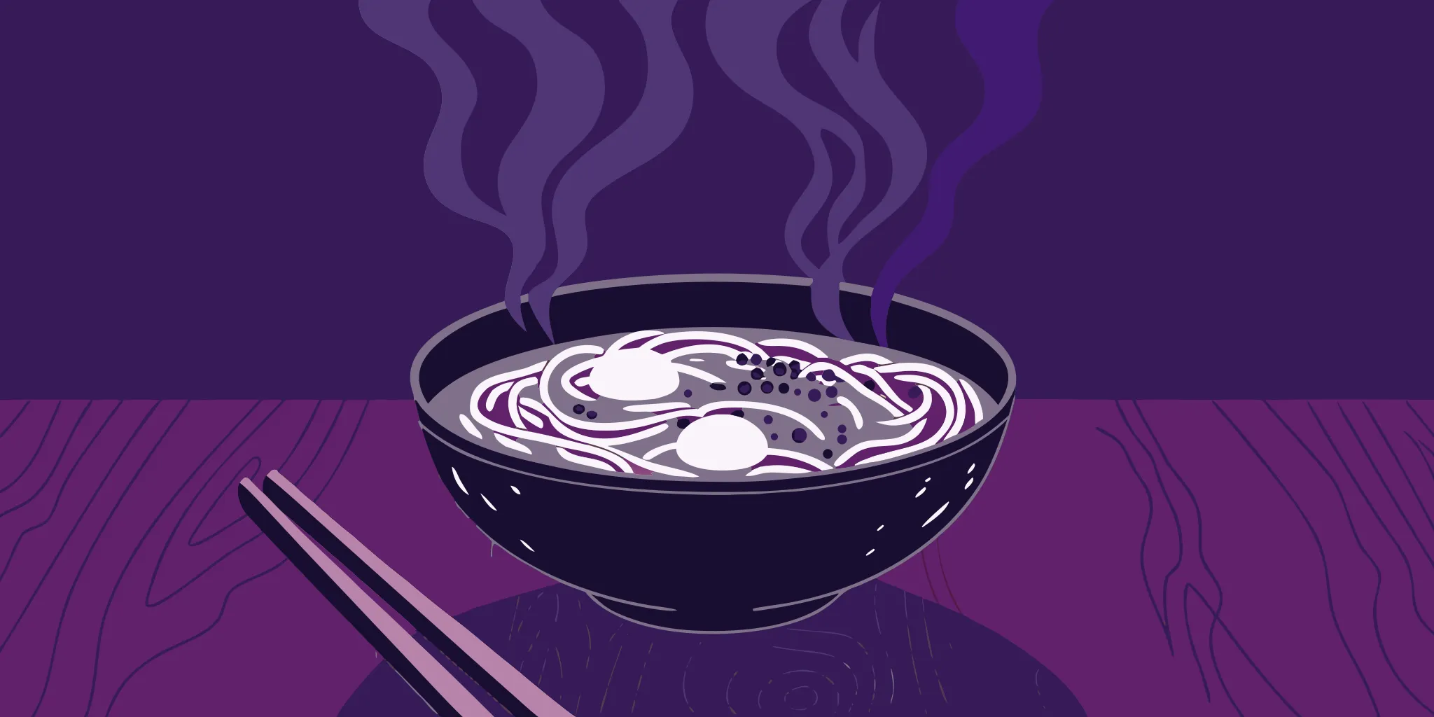 A bowl of instant chicken ramen noodles and a breakdown of its nutrition facts.