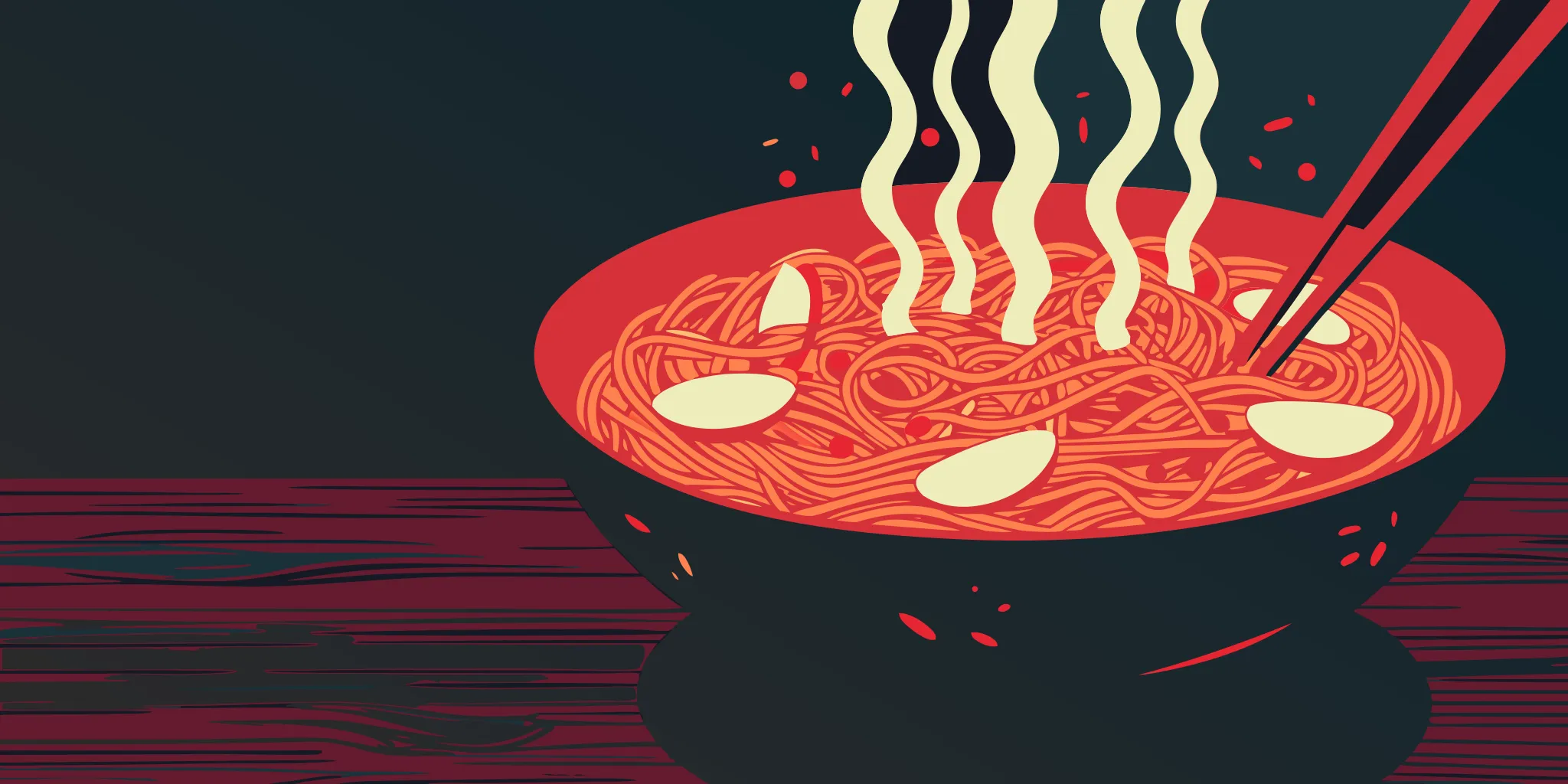 A steaming bowl of homemade spicy garlic ramen with fresh toppings and chopsticks.