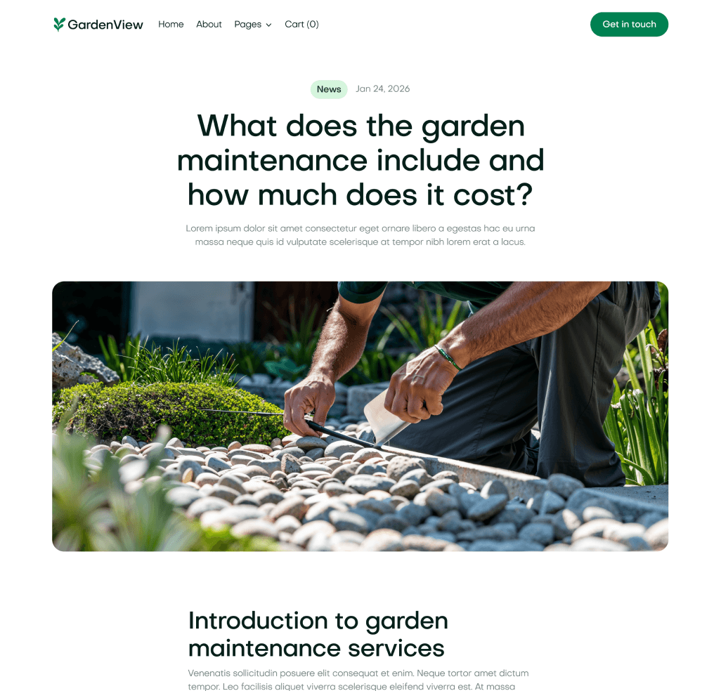 GardenView - Blog Post Top Page - Landscaper Webflow Template | BRIX Templates