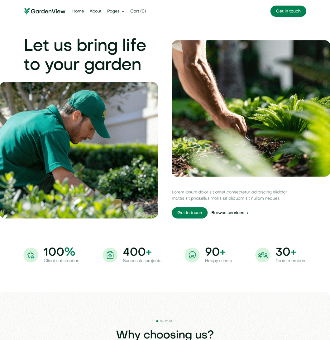 GardenView - Home V2 Page - Landscaper Webflow Template | BRIX Templates