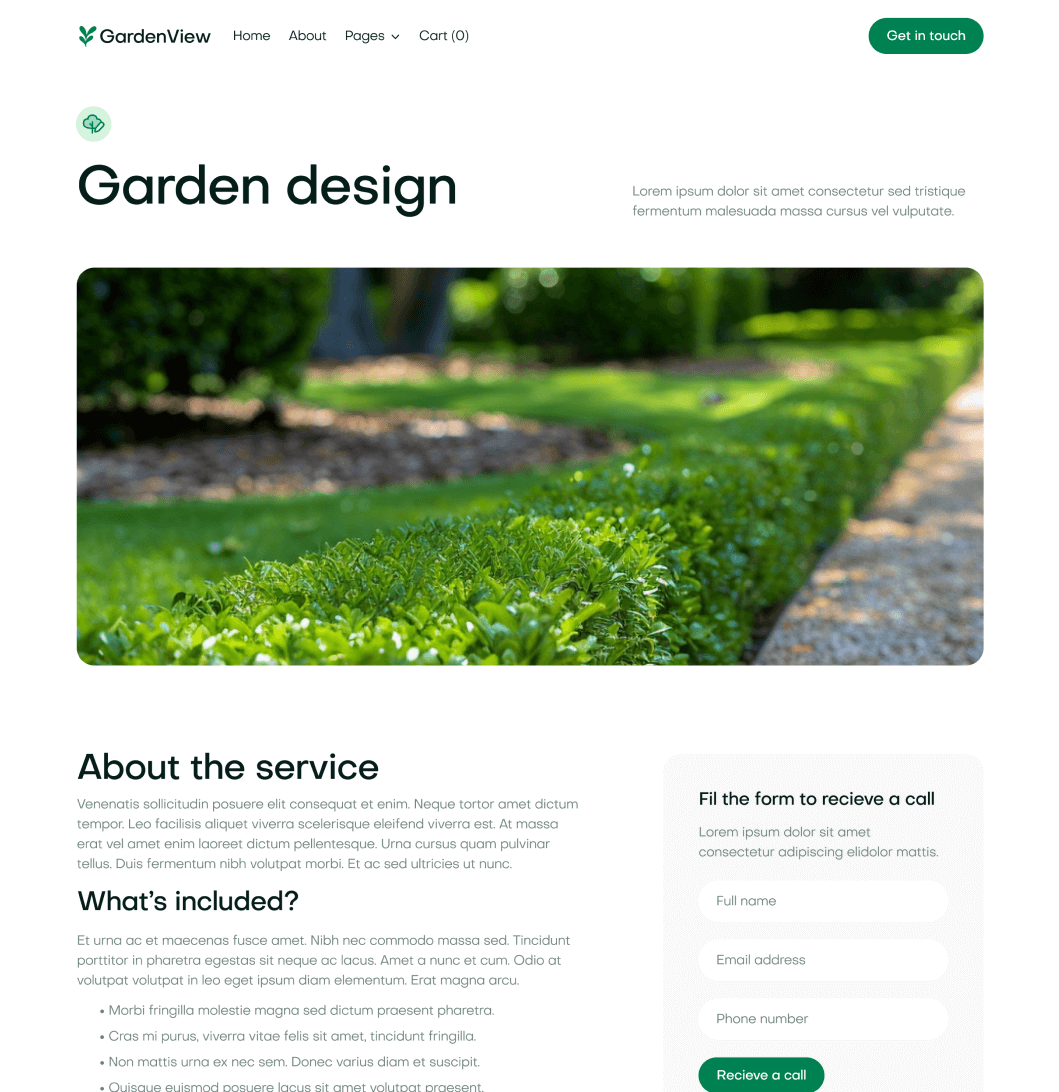 GardenView - Service Single Page - Landscaper Webflow Template | BRIX Templates