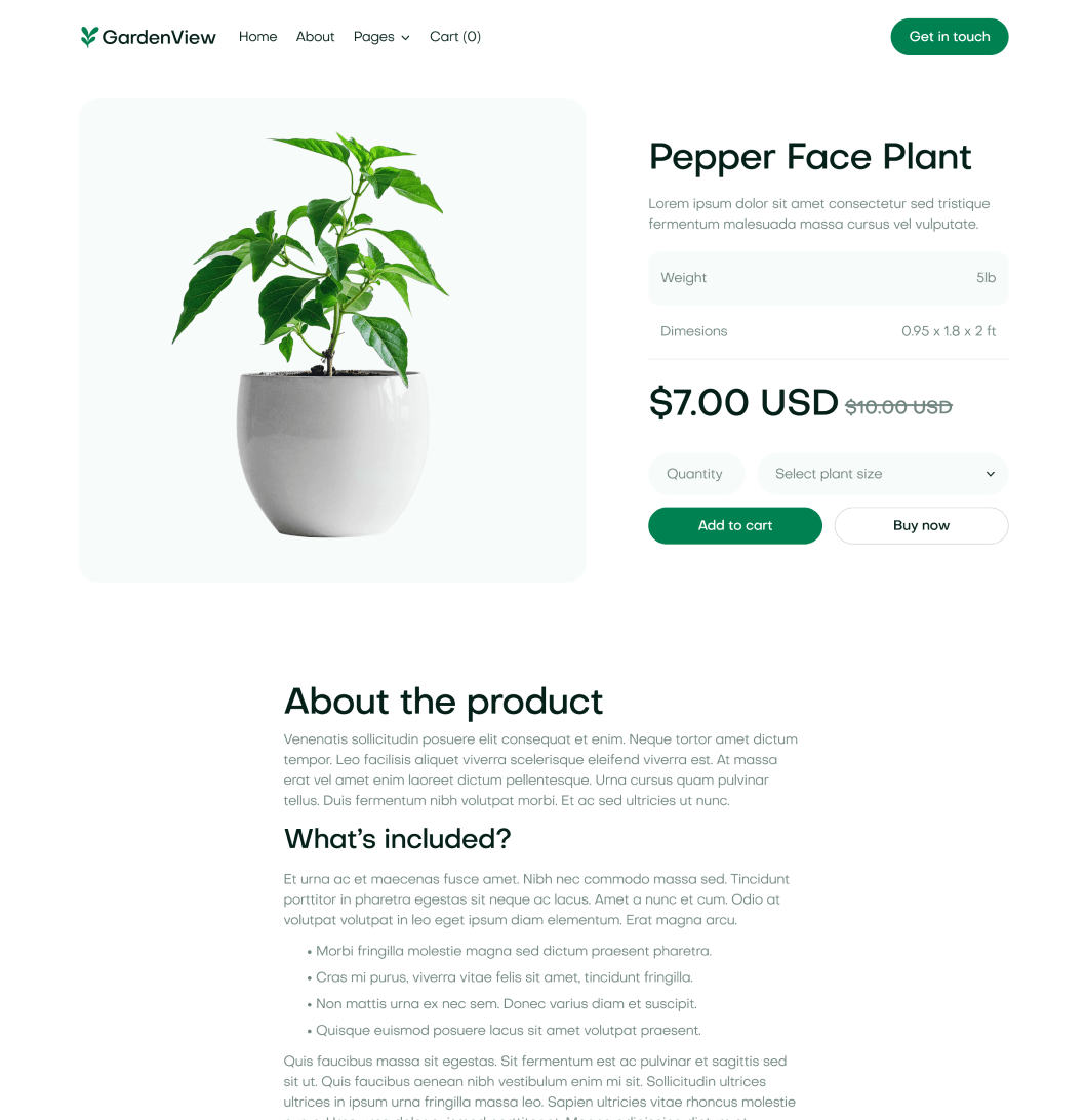 GardenView - Single Product Page - Landscaper Webflow Template | BRIX Templates
