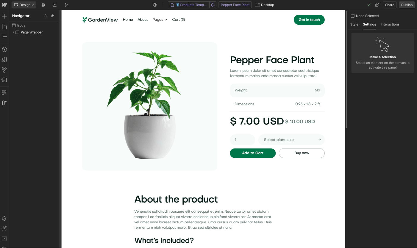 eCommerce Page - GardenView Webflow Template | BRIX Templates