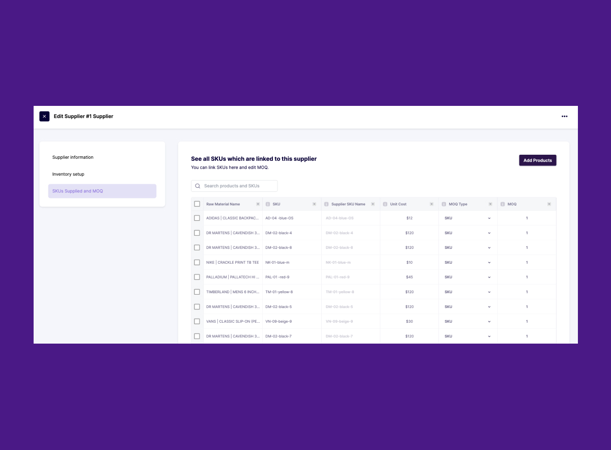 map products to suppliers in Prediko