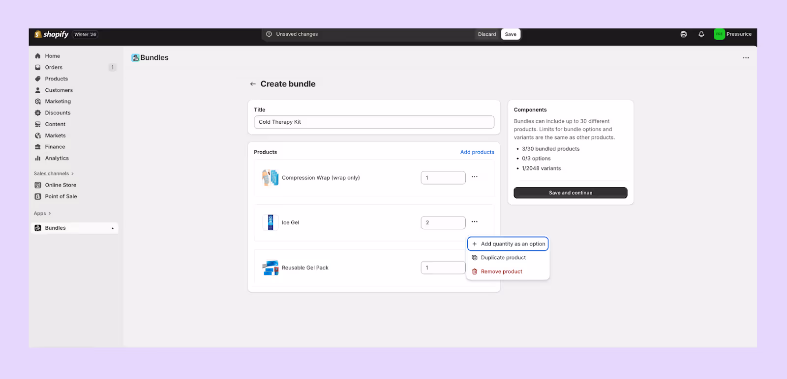 Settings to Note When Setting Up Bundles