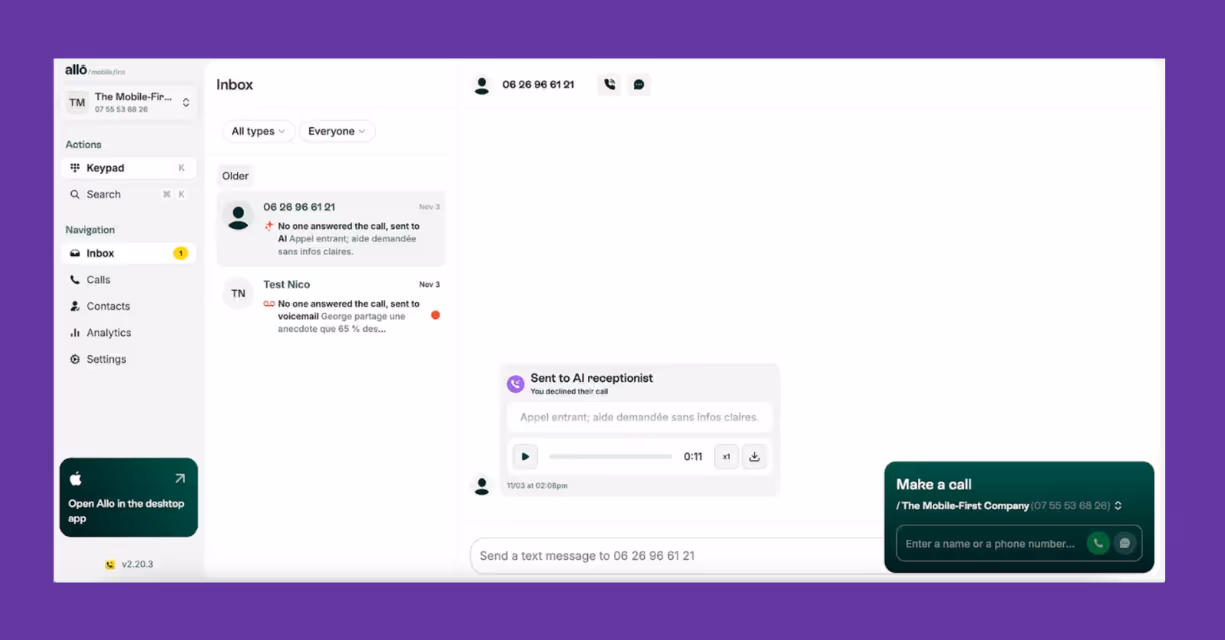 4. Allo: Best AI voice agent for Shopify customer service