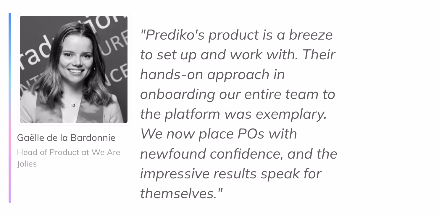 We Are Jolies case study, 60% fewer stockouts with Prediko