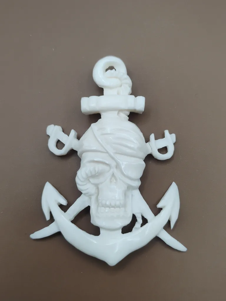 Pendentif en Os luxe -Ancre Pirate-