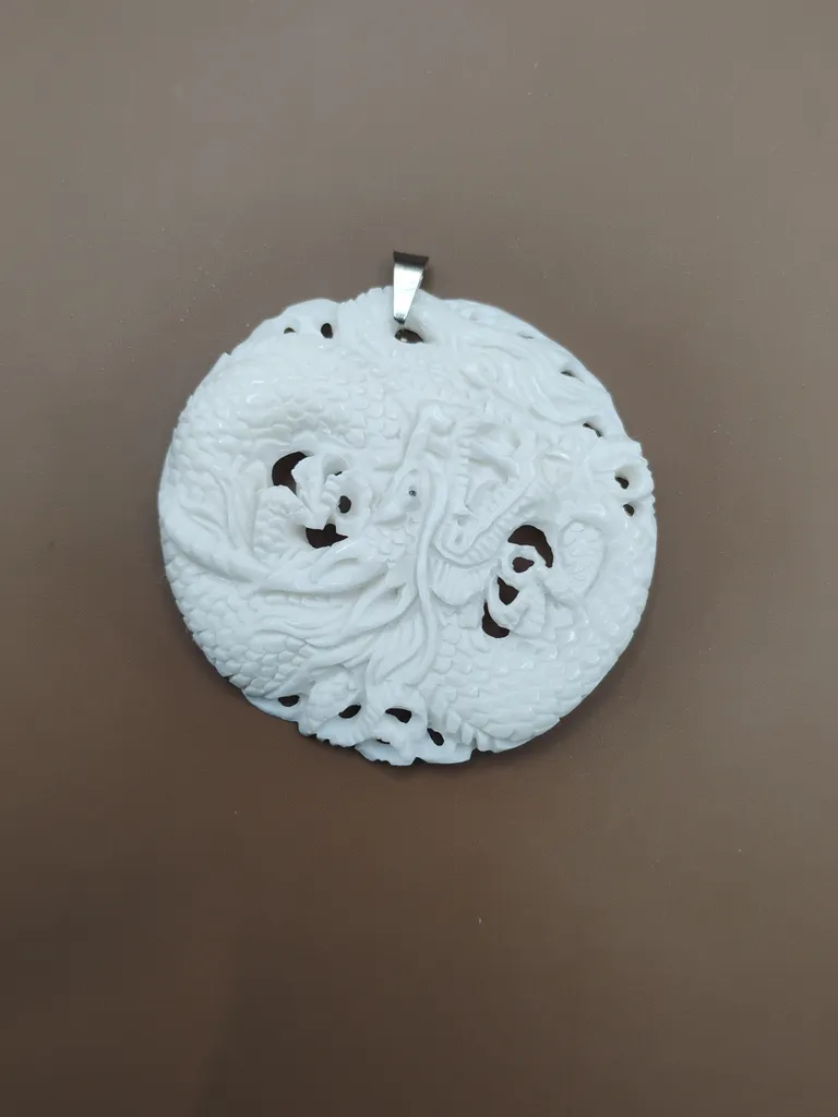 Pendentif en Os luxe -Médaillon Dragon-
