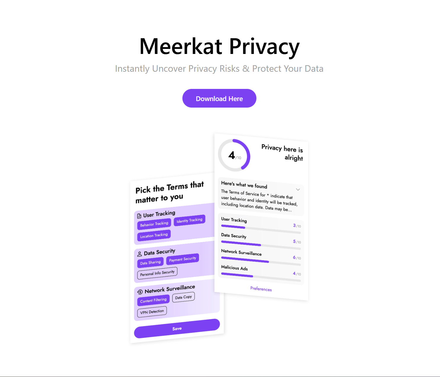 Meerkat Privacy: Web Privacy Extension