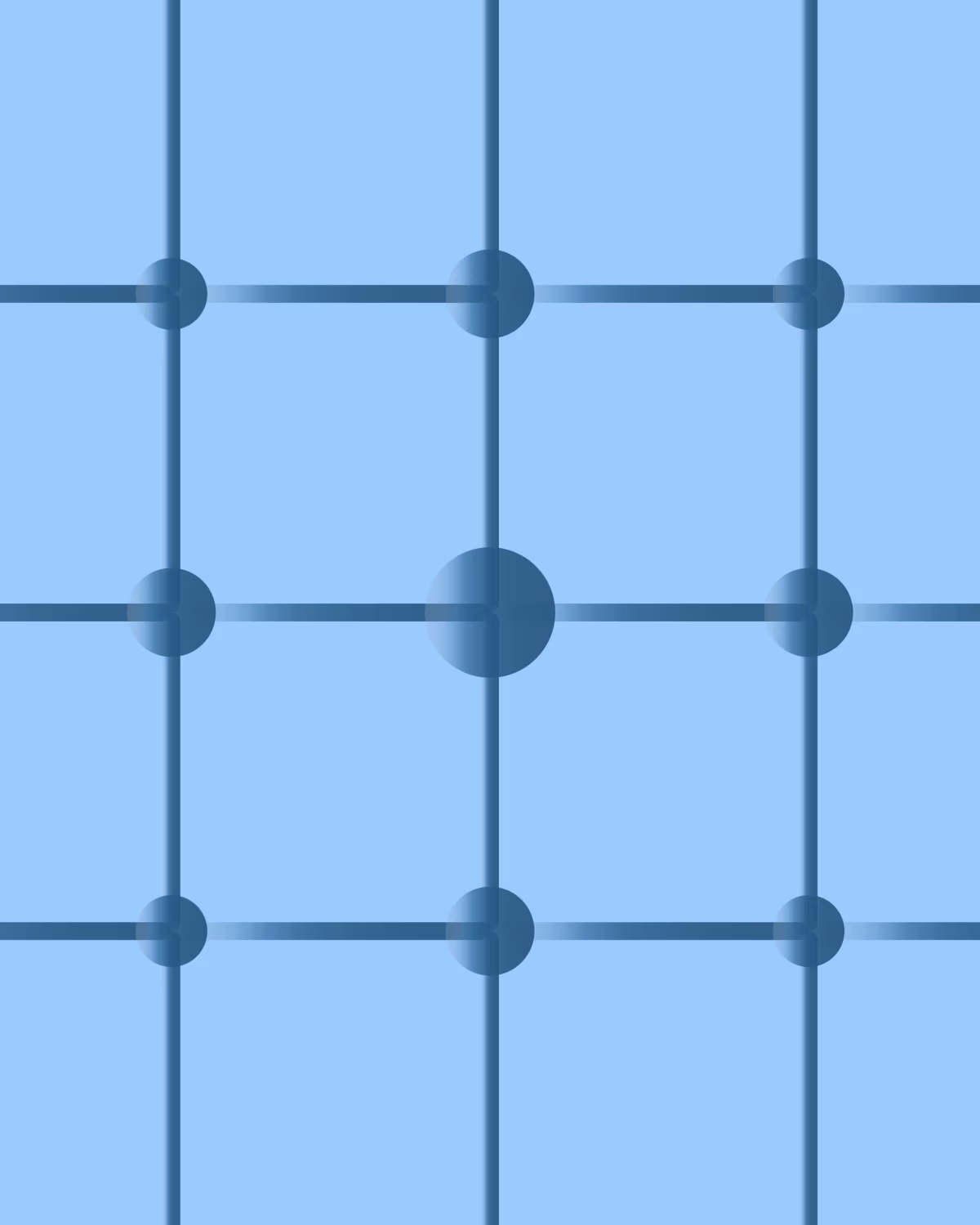 Evenly spaced grid of intersecting vertical and horizontal lines with circles at each junction, forming a network graph pattern.