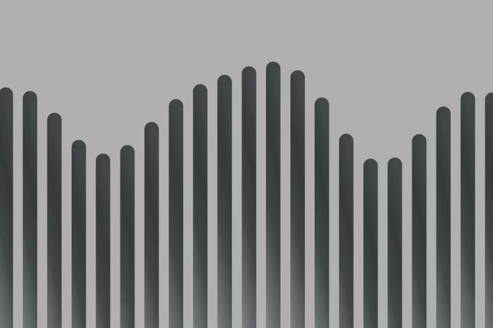 Tightly spaced vertical bars of varying heights forming a smooth undulating silhouette, with gradient shading fading toward their base.
