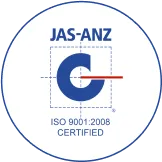 JAS-ANZ ISO 9001:2008 Certified logo with a stylized letter C and a horizontal red line.