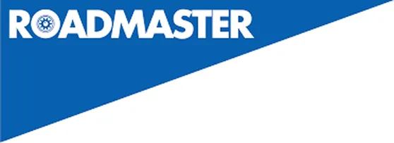 Roadmaster logo with a blue background and a steering wheel icon inside the letter O.