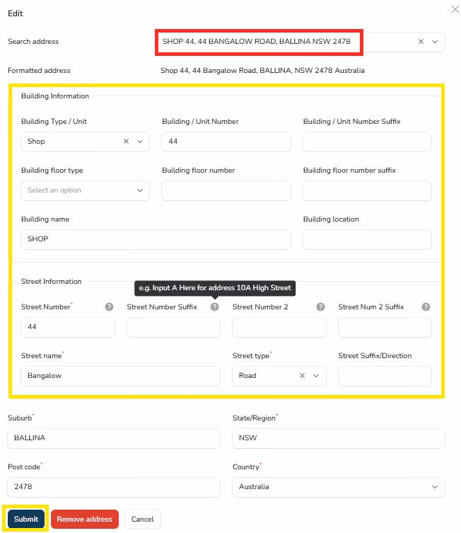 4 Edit an address